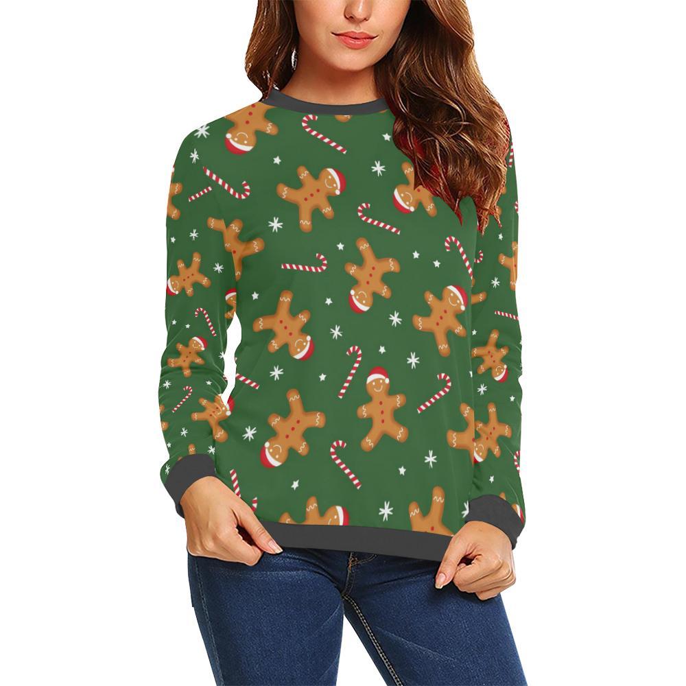 Chirstmas Gingerbread Man Print Pattern Women's Sweatshirt-grizzshop