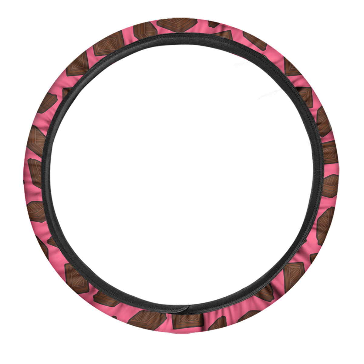 Chocolate And Pink Print Pattern Car Steering Wheel Cover-grizzshop