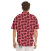 Chocolate And Pink Print Pattern Men's Short Sleeve Shirts-grizzshop