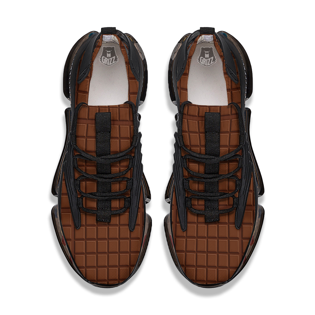 Chocolate Bar Brown Print Pattern Black Gym Shoes-grizzshop