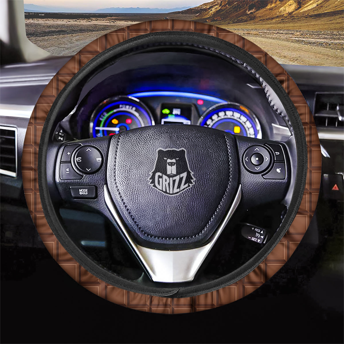 Chocolate Bar Brown Print Pattern Car Steering Wheel Cover-grizzshop