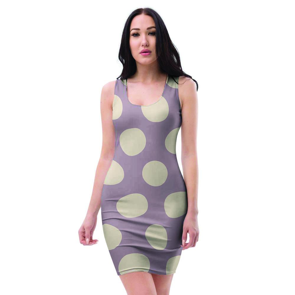 Chocolate Brown Polka Dot Bodycon Dress-grizzshop