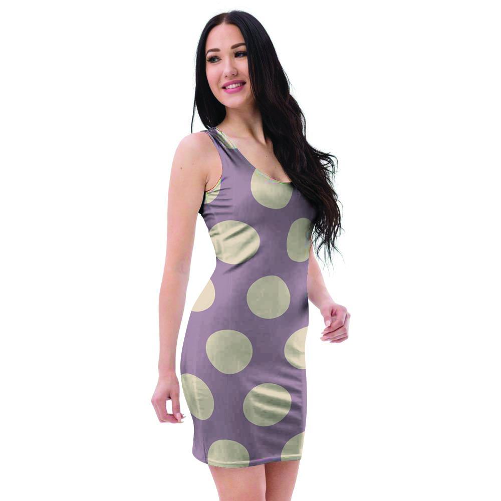 Chocolate Brown Polka Dot Bodycon Dress-grizzshop