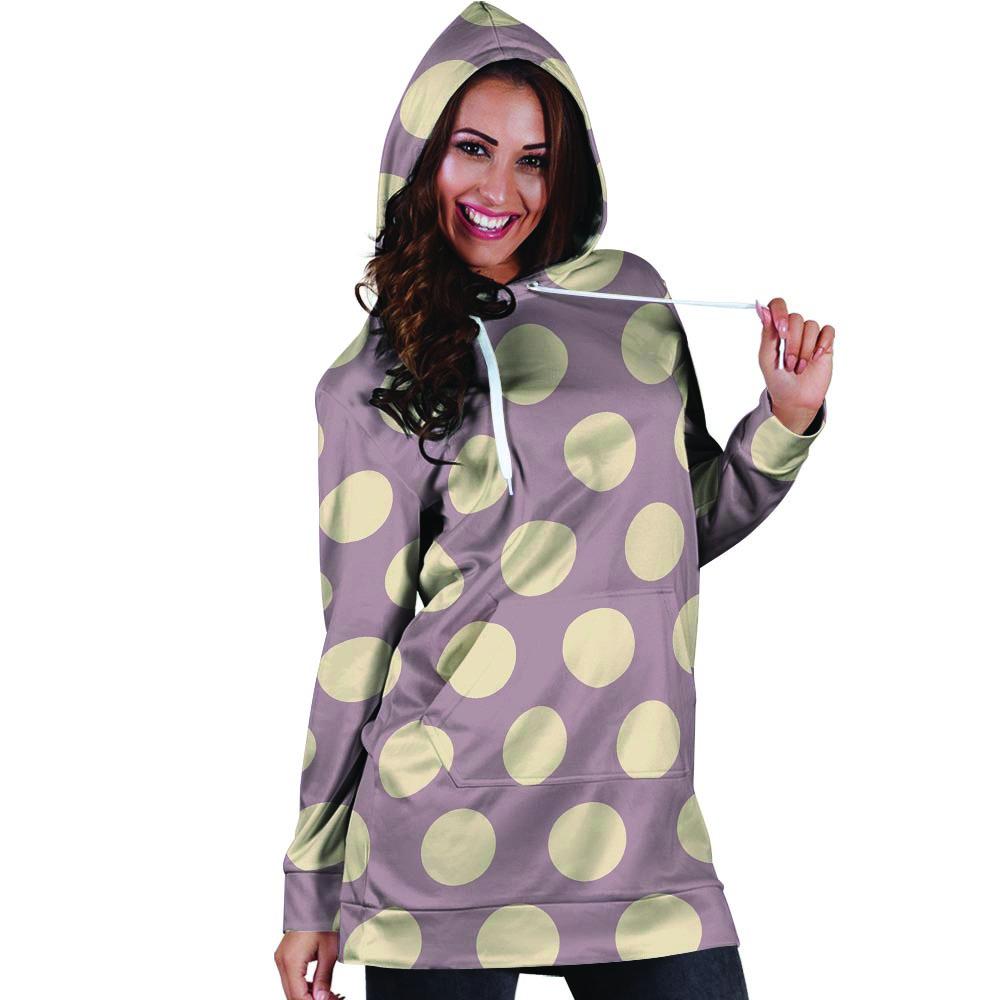 Chocolate Brown Polka Dot Hoodie Dress-grizzshop