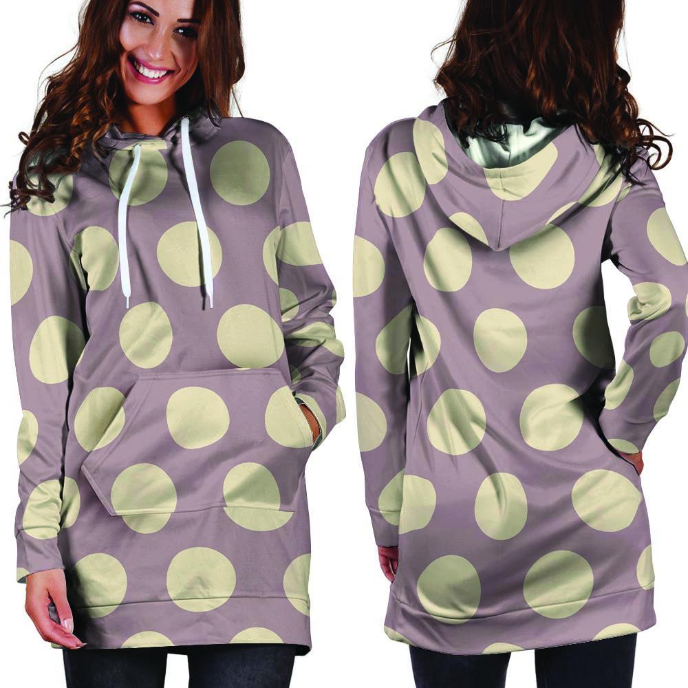 Chocolate Brown Polka Dot Hoodie Dress-grizzshop