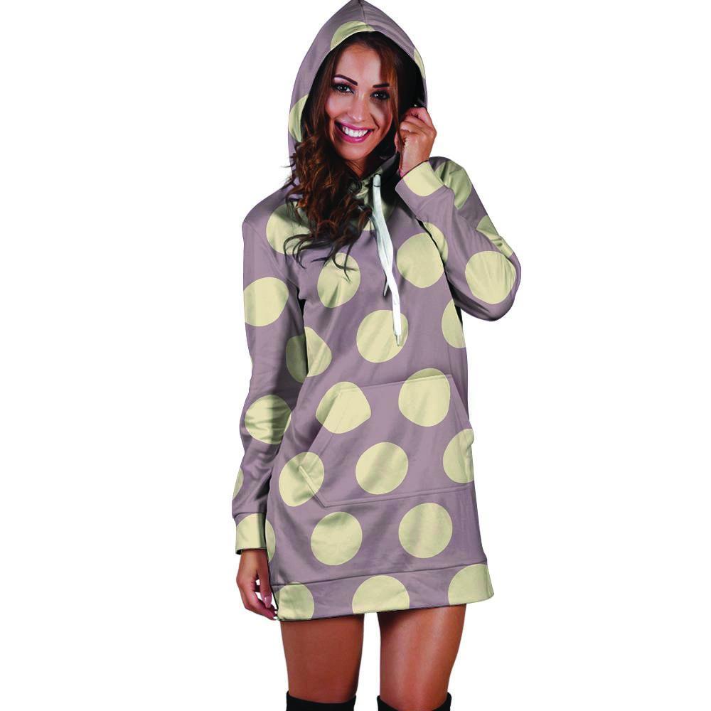 Chocolate Brown Polka Dot Hoodie Dress-grizzshop