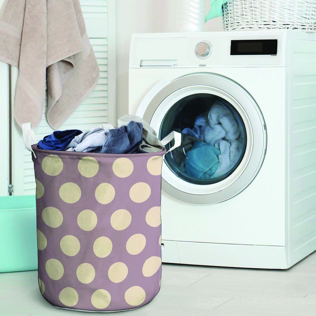 Chocolate Brown Polka Dot Laundry Basket-grizzshop