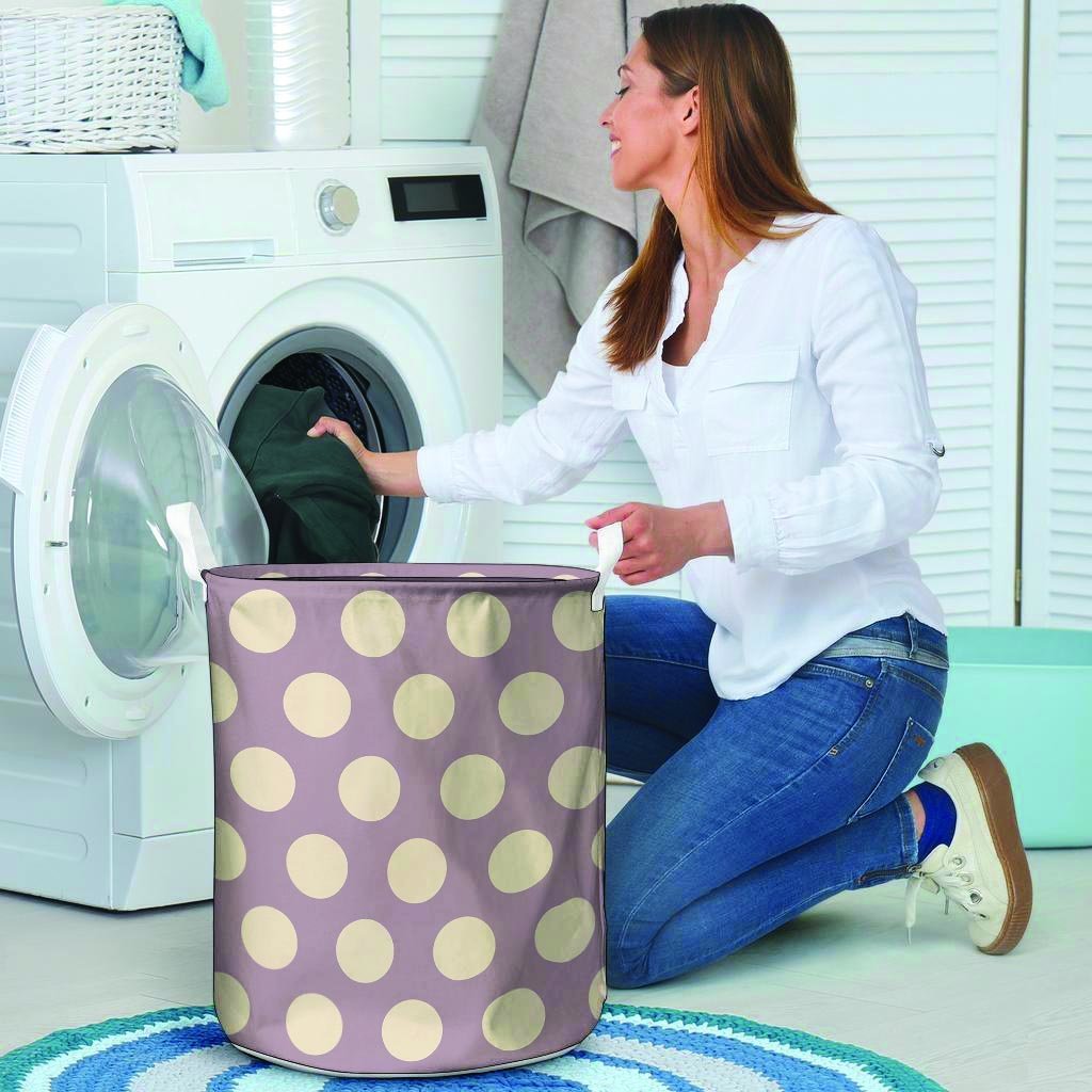 Chocolate Brown Polka Dot Laundry Basket-grizzshop