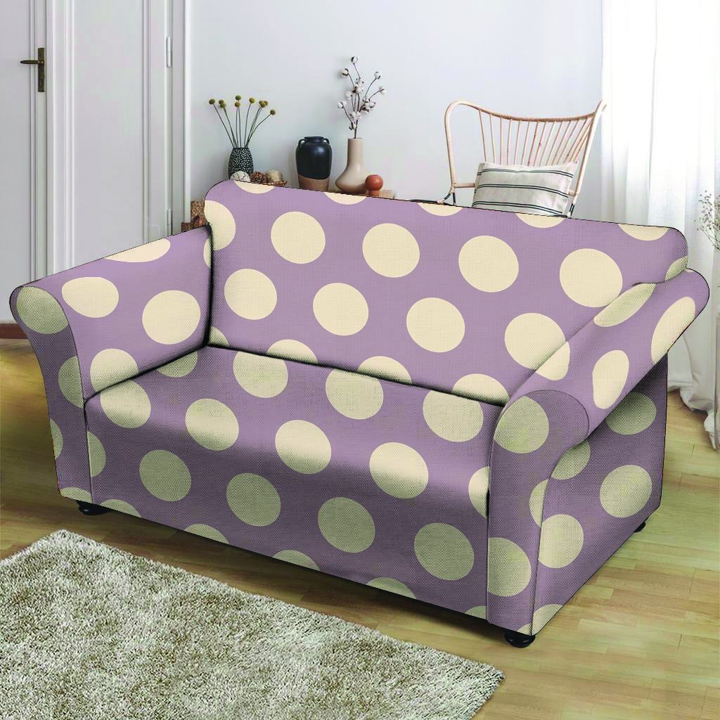 Chocolate Brown Polka Dot Loveseat Cover-grizzshop