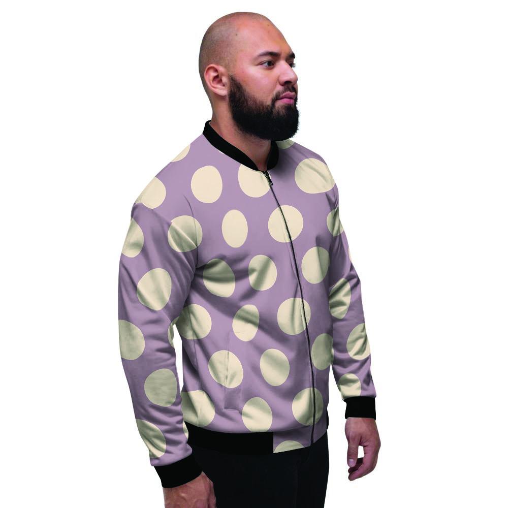 Chocolate Brown Polka Dot Men's Bomber Jacket-grizzshop