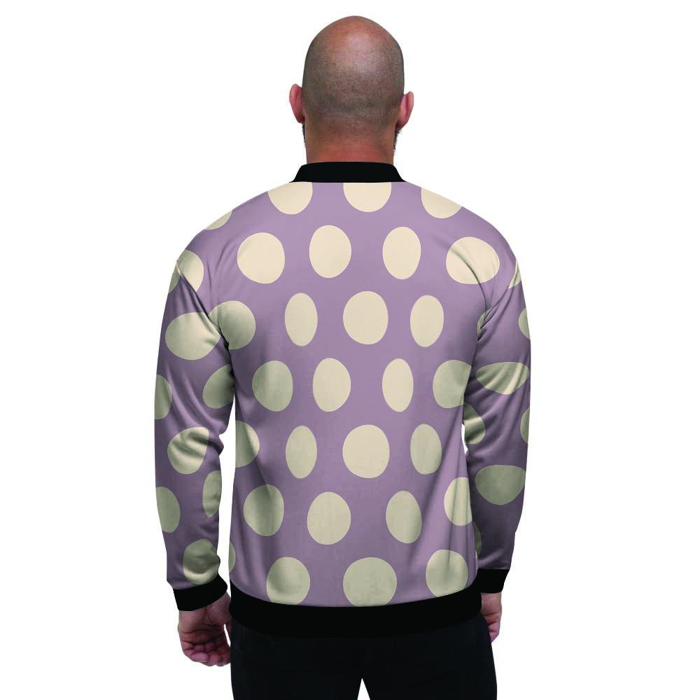 Chocolate Brown Polka Dot Men's Bomber Jacket-grizzshop