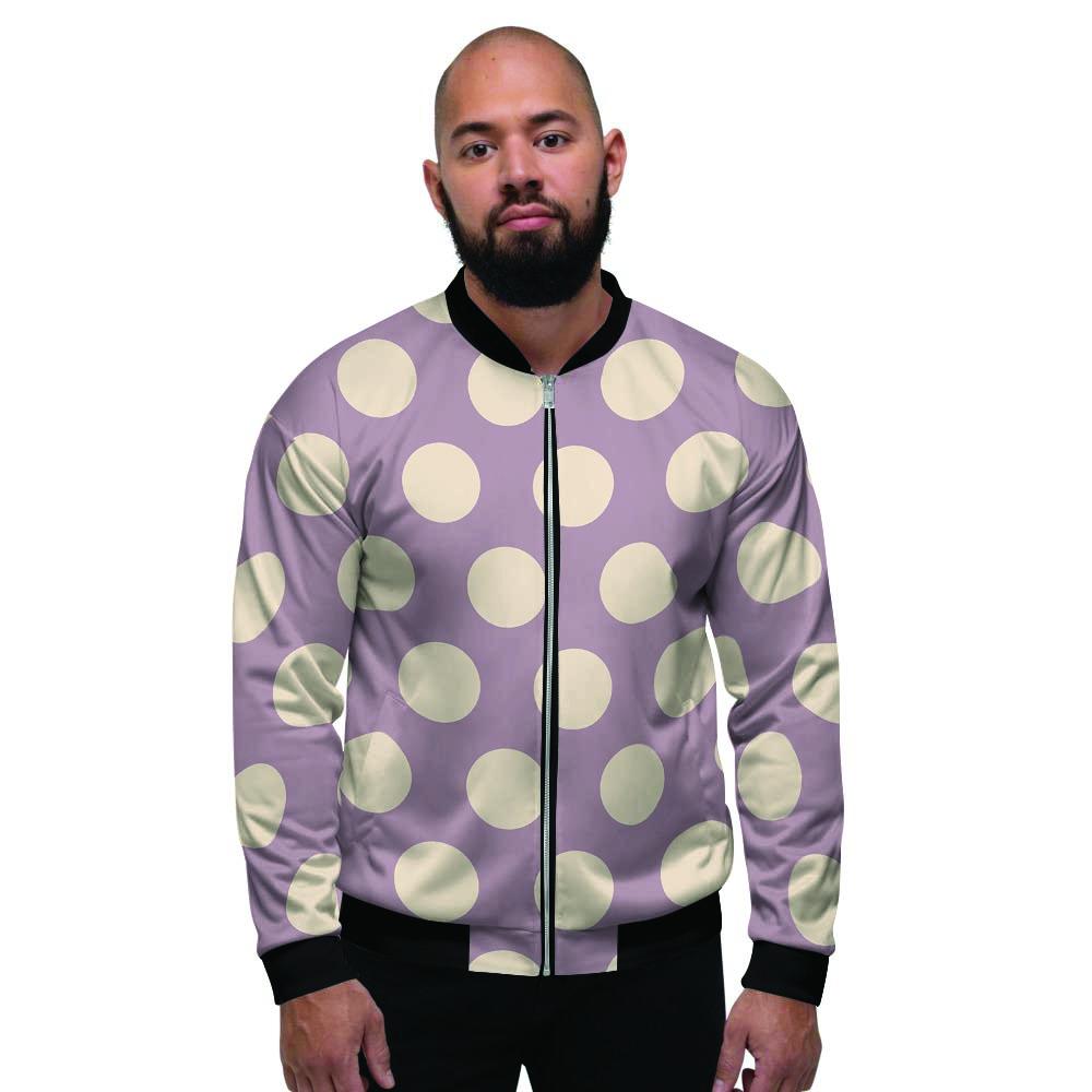 Chocolate Brown Polka Dot Men's Bomber Jacket-grizzshop