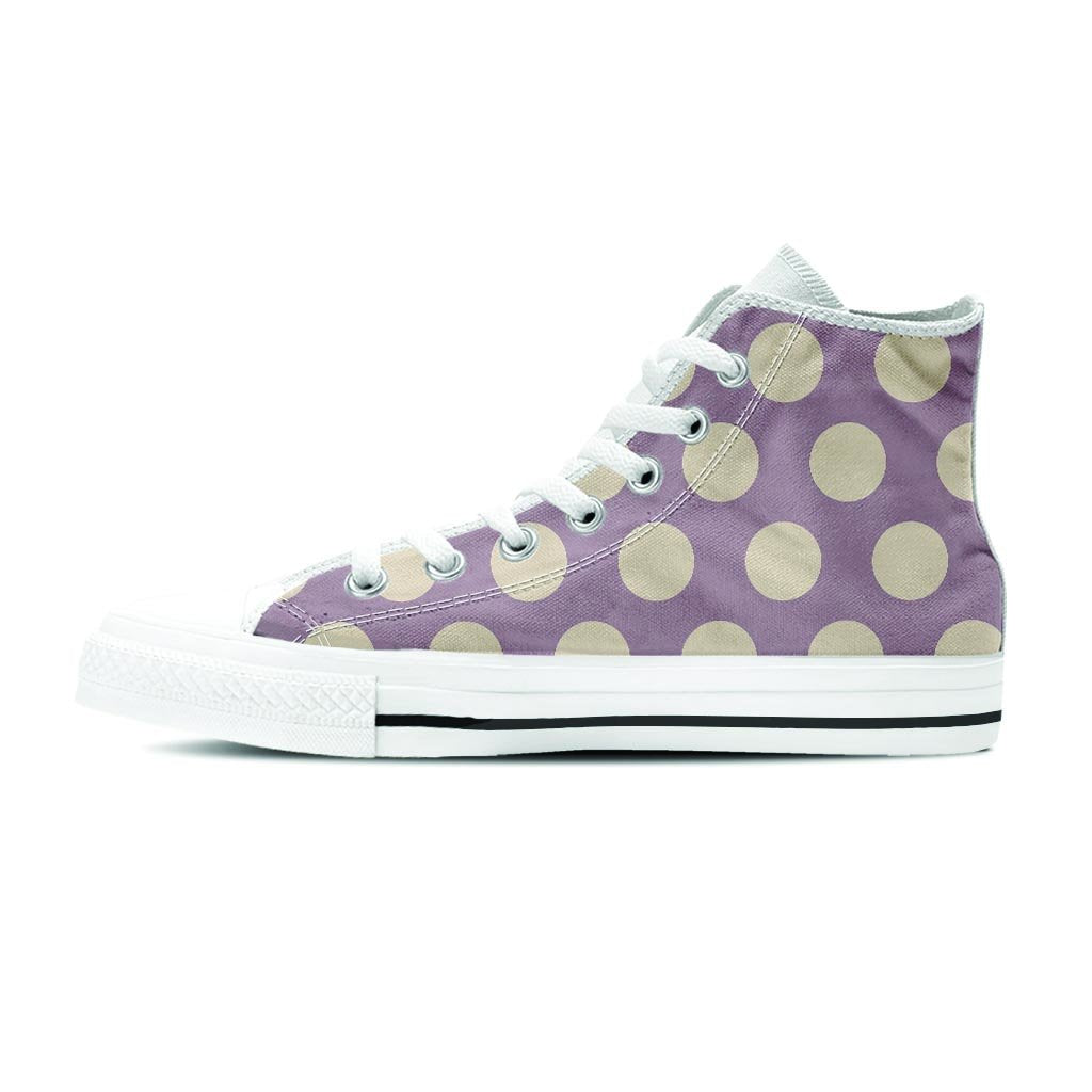 Chocolate Brown Polka Dot Men's High Top Shoes-grizzshop