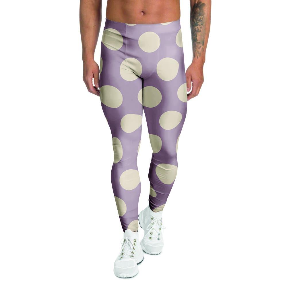 Chocolate Brown Polka Dot Men's Leggings-grizzshop