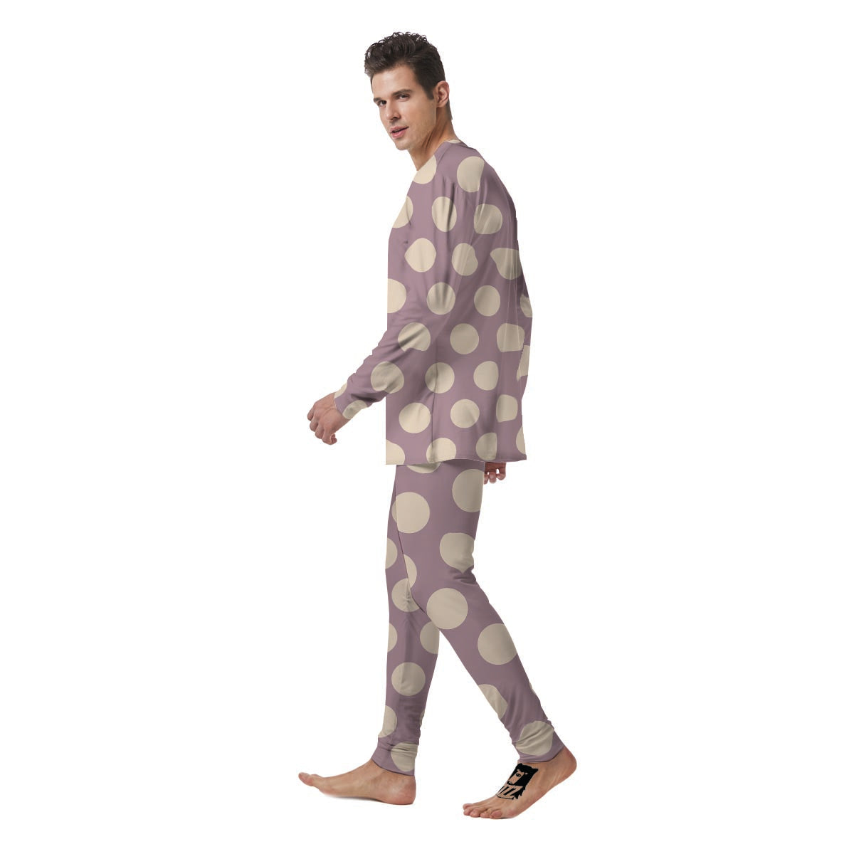 Chocolate Brown Polka Dot Men's Pajamas-grizzshop