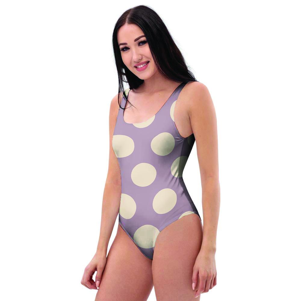 Chocolate Brown Polka Dot One Piece Swimsuite-grizzshop