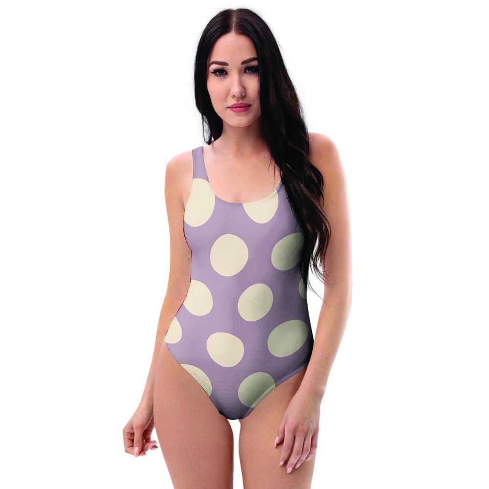 Chocolate Brown Polka Dot One Piece Swimsuite-grizzshop