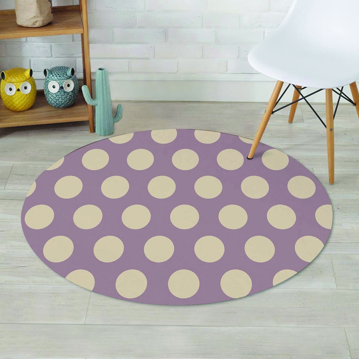 Chocolate Brown Polka Dot Round Rug-grizzshop