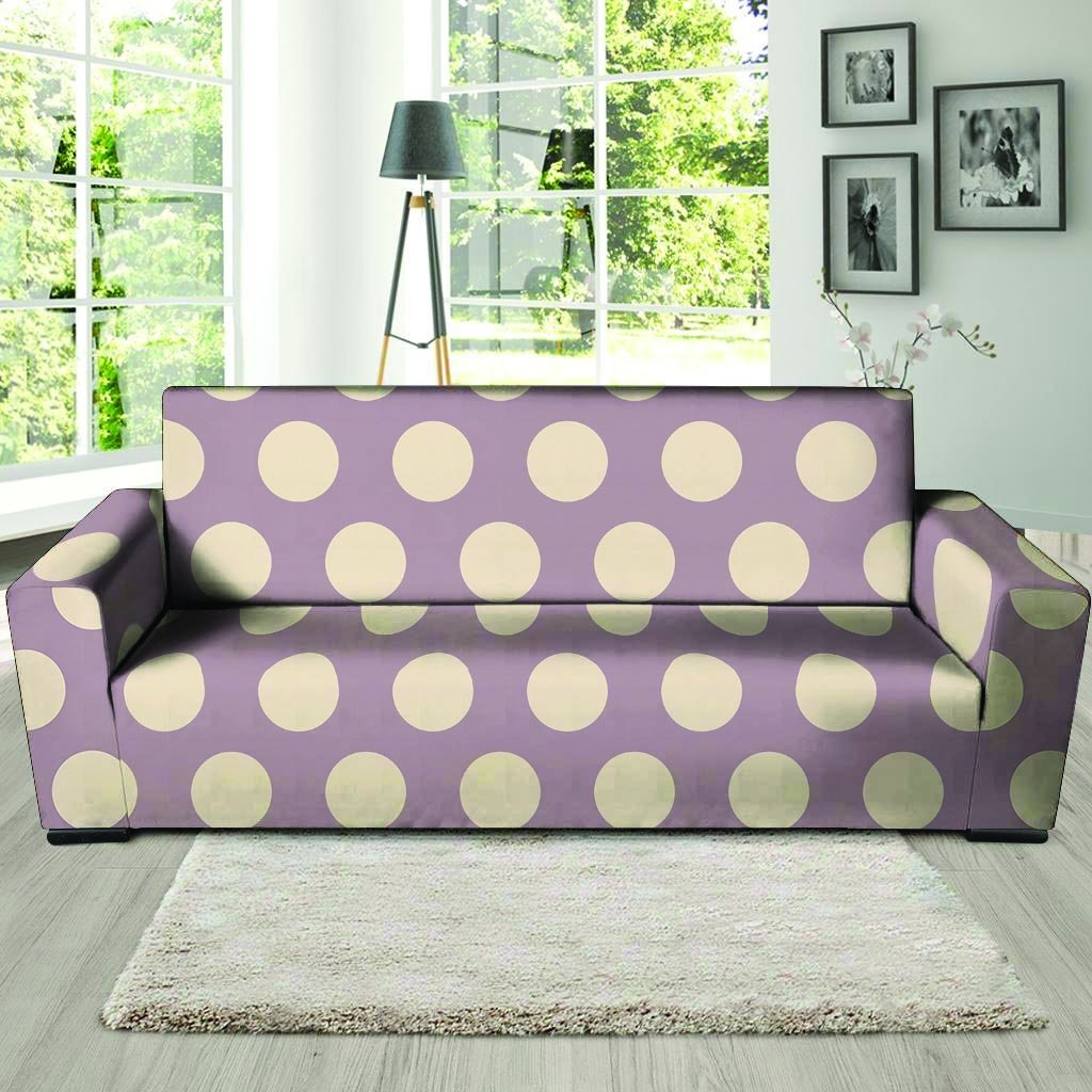 Chocolate Brown Polka Dot Sofa Cover-grizzshop