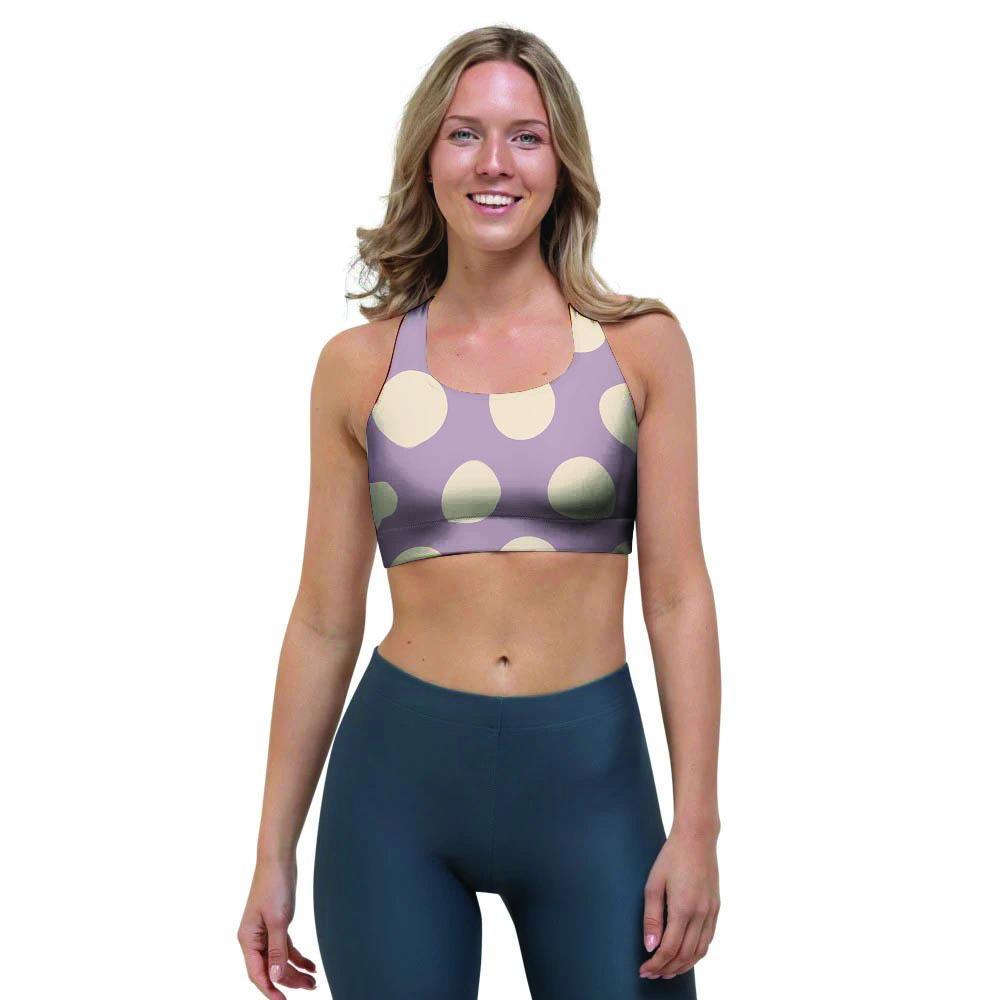 Chocolate Brown Polka Dot Sports Bra-grizzshop