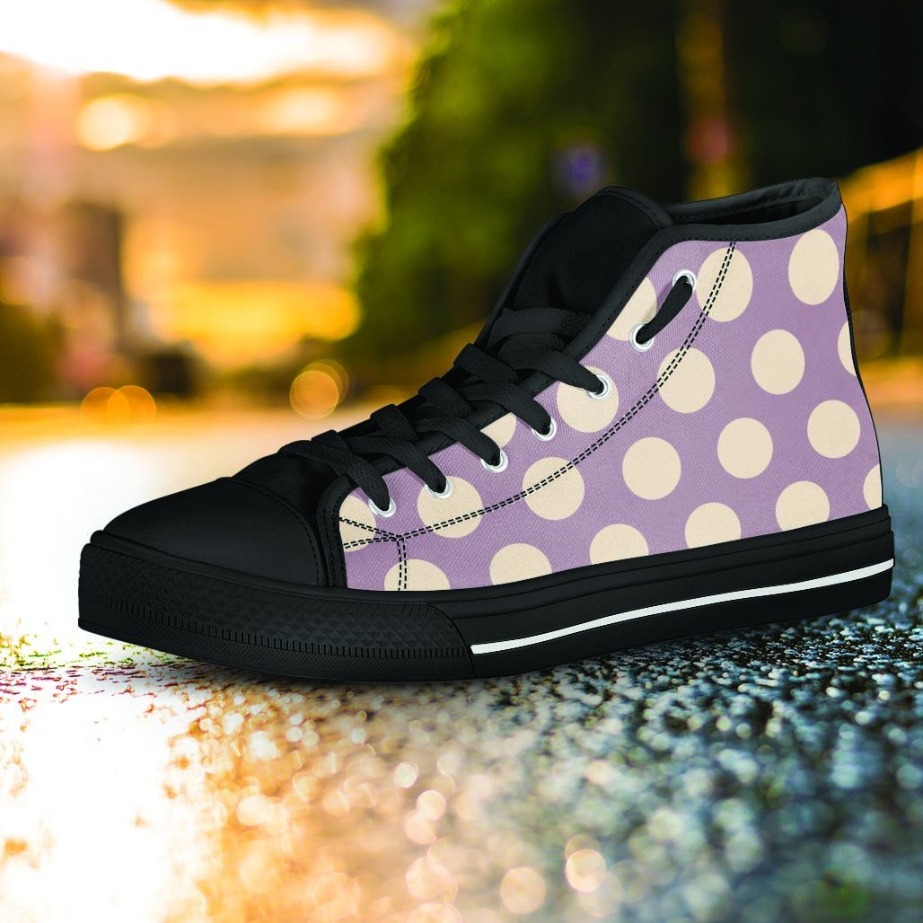 Chocolate Brown Polka Dot Women's High Top Shoes-grizzshop