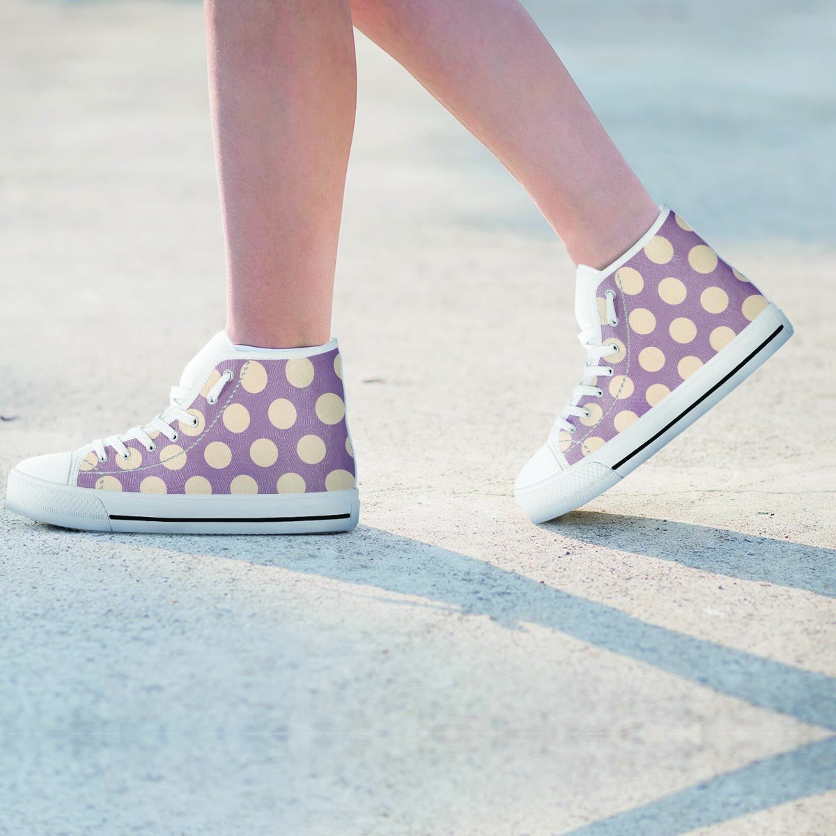 Chocolate Brown Polka Dot Women's High Top Shoes-grizzshop