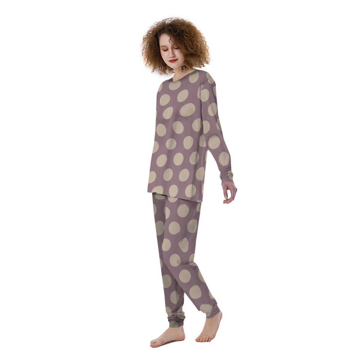 Chocolate Brown Polka Dot Women's Pajamas-grizzshop