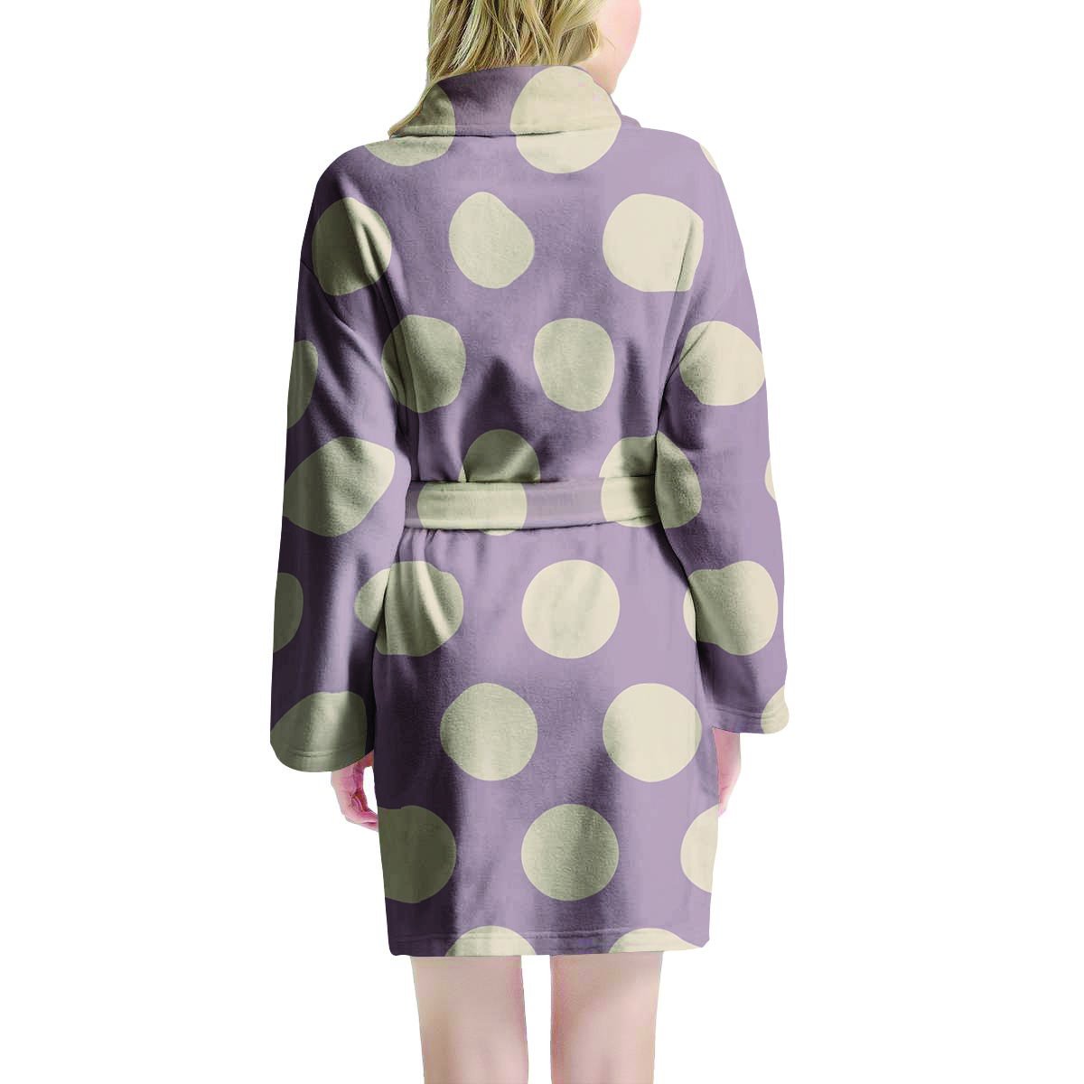 Chocolate Brown Polka Dot Women's Robe-grizzshop