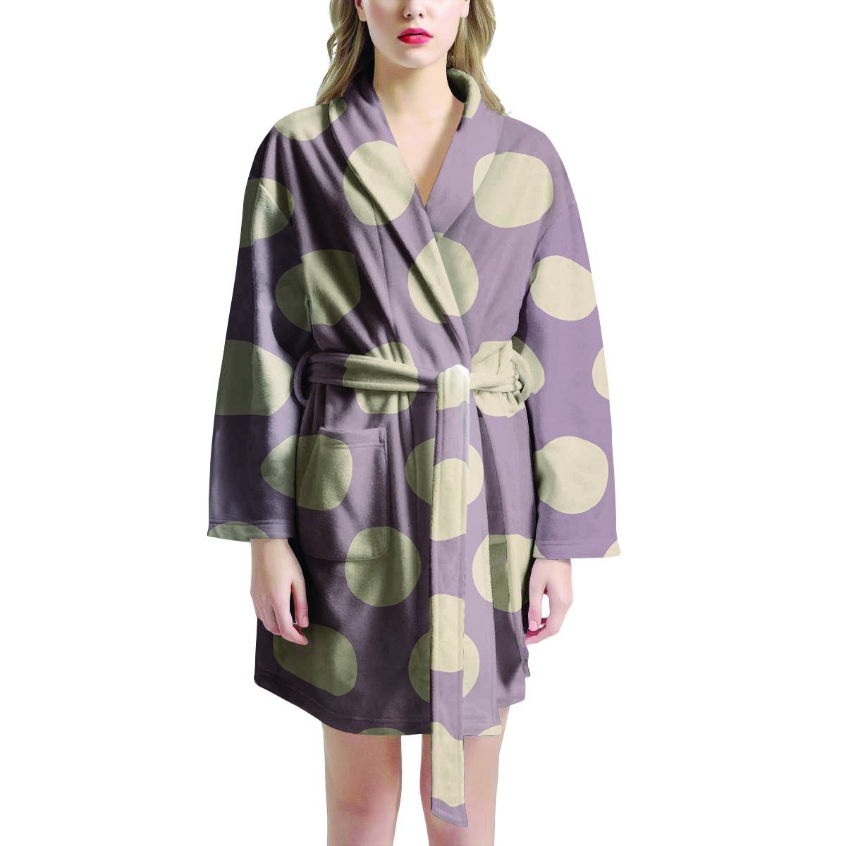 Chocolate Brown Polka Dot Women's Robe-grizzshop