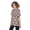 Chocolate Brown Polka Dot Women's Short Sleeve Shirts-grizzshop