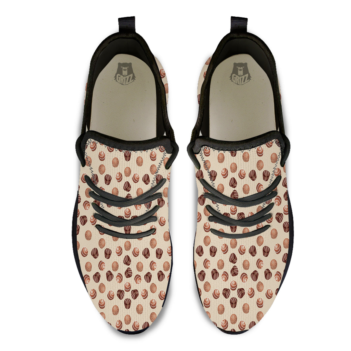 Chocolate Candy Print Pattern Black Athletic Shoes-grizzshop