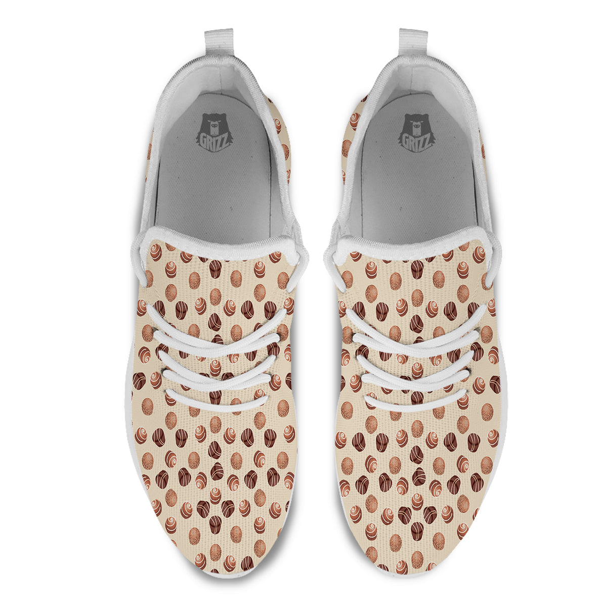 Chocolate Candy Print Pattern White Athletic Shoes-grizzshop
