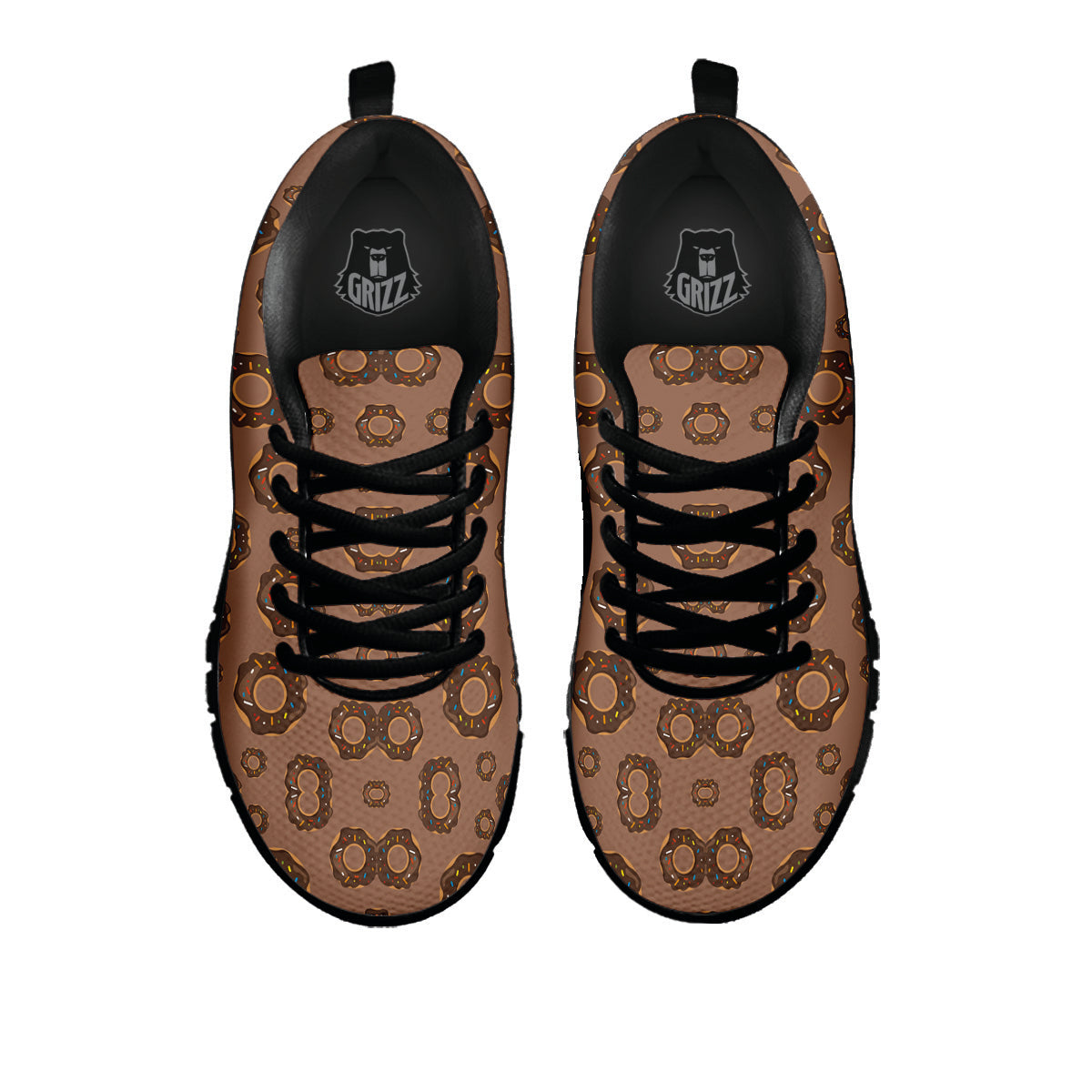 Chocolate Donuts Print Pattern Black Sneaker-grizzshop