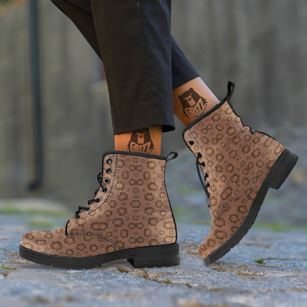 Chocolate Donuts Print Pattern Leather Boots-grizzshop