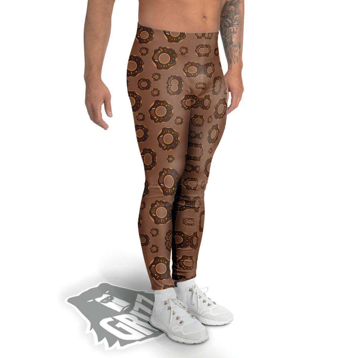 Chocolate Donuts Print Pattern Men's Leggings-grizzshop