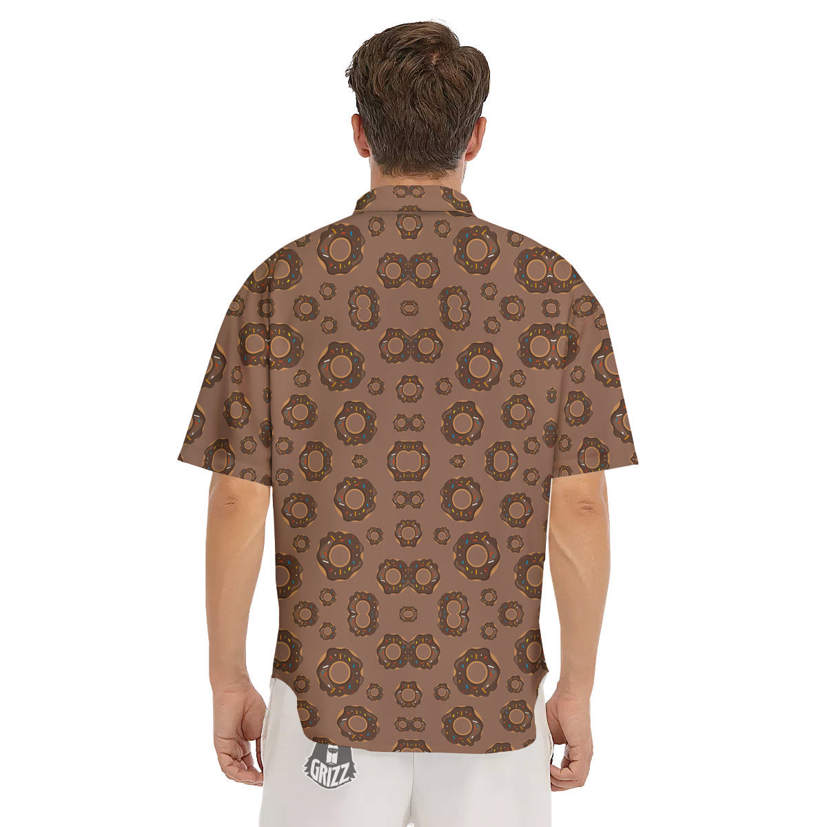 Chocolate Donuts Print Pattern Men's Short Sleeve Shirts-grizzshop