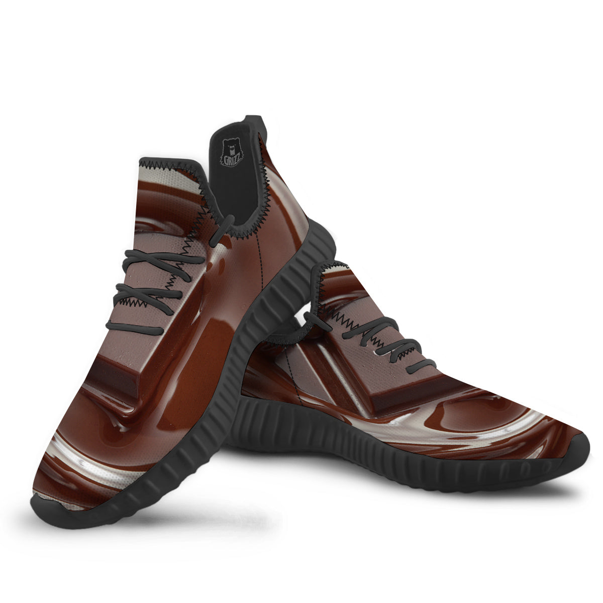 Chocolate Print Black Walking Shoes-grizzshop