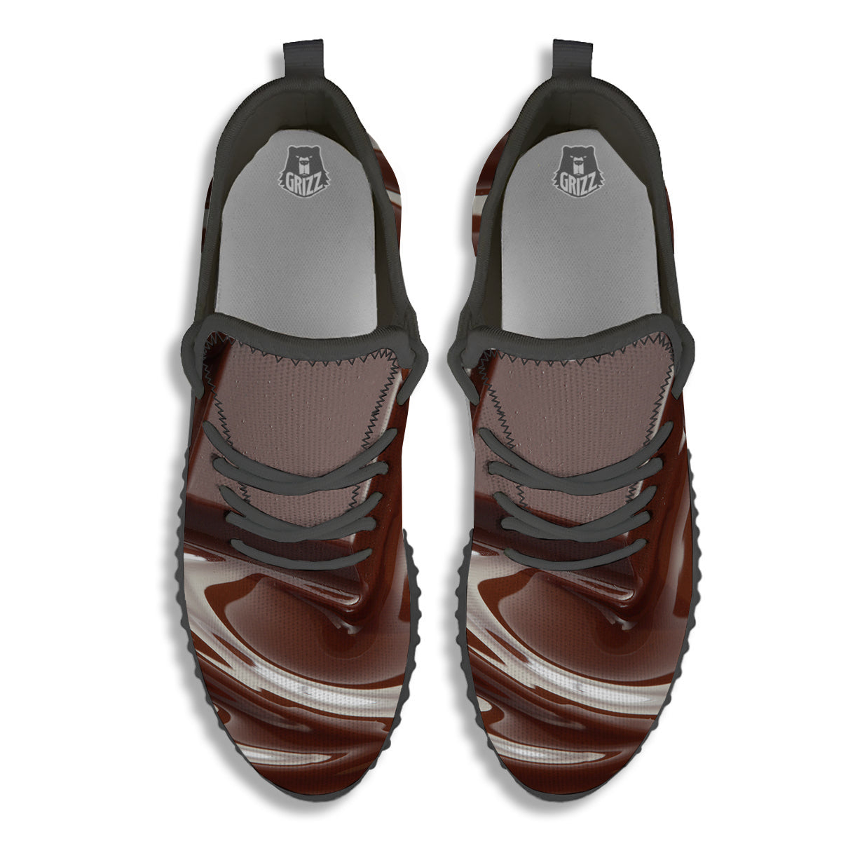 Chocolate Print Black Walking Shoes-grizzshop