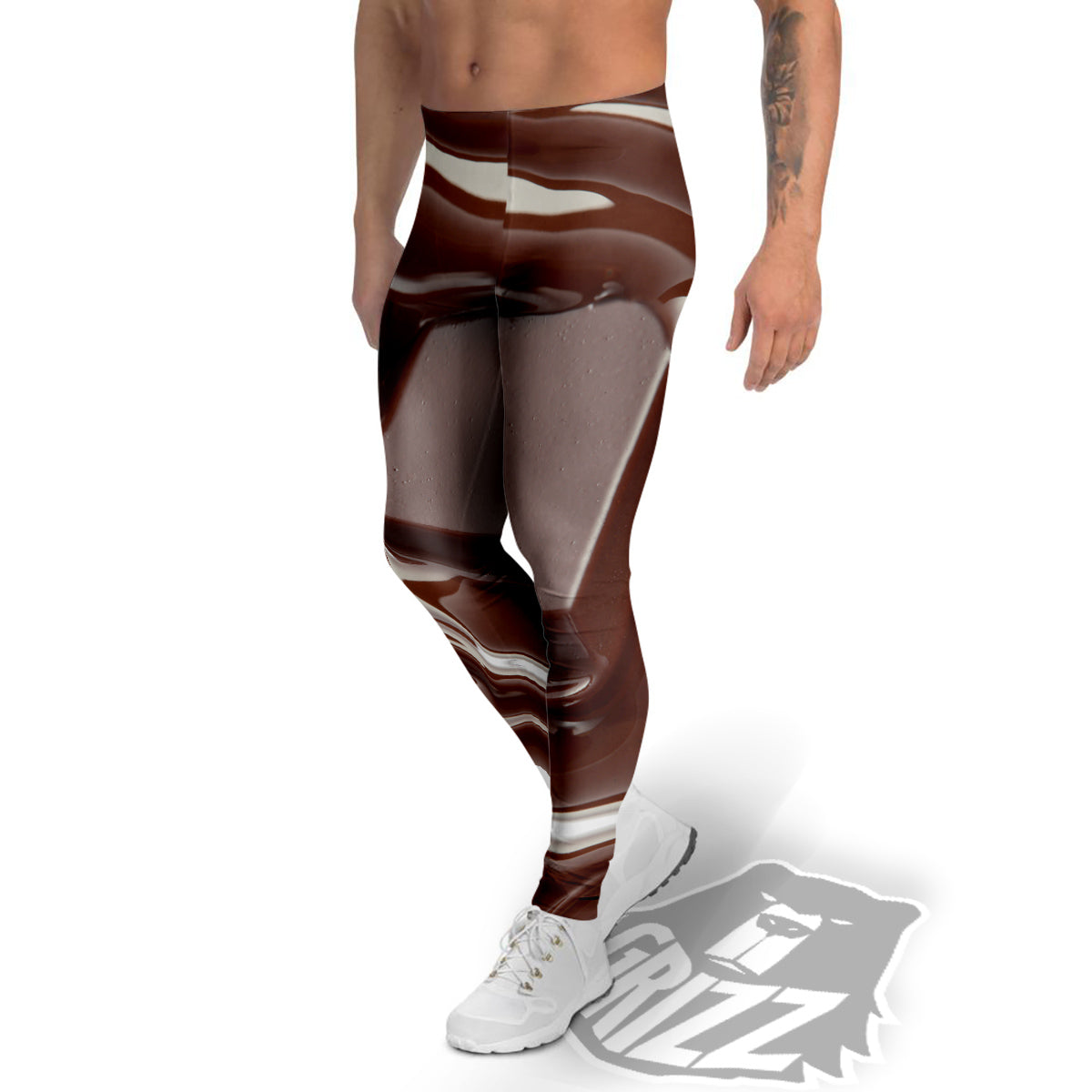 Chocolate Print Men's Leggings-grizzshop