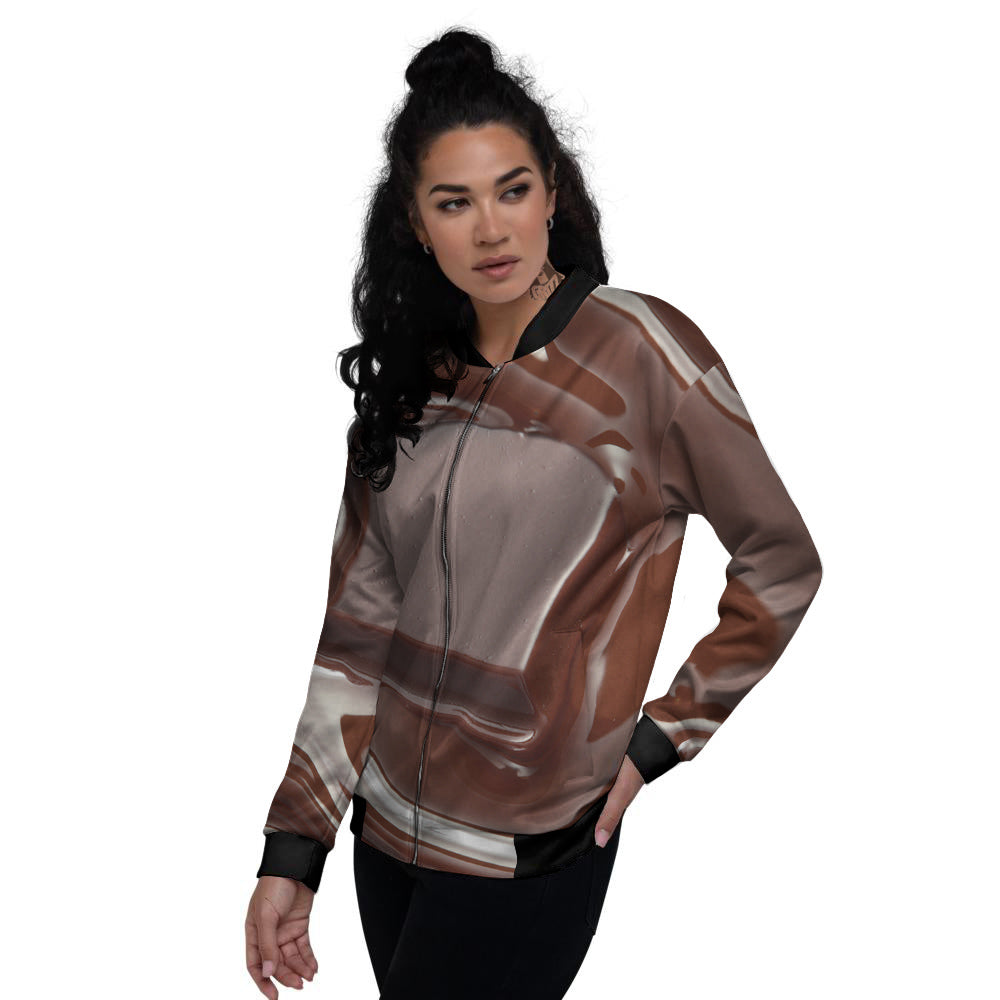 Chocolate Print Women's Bomber Jacket-grizzshop