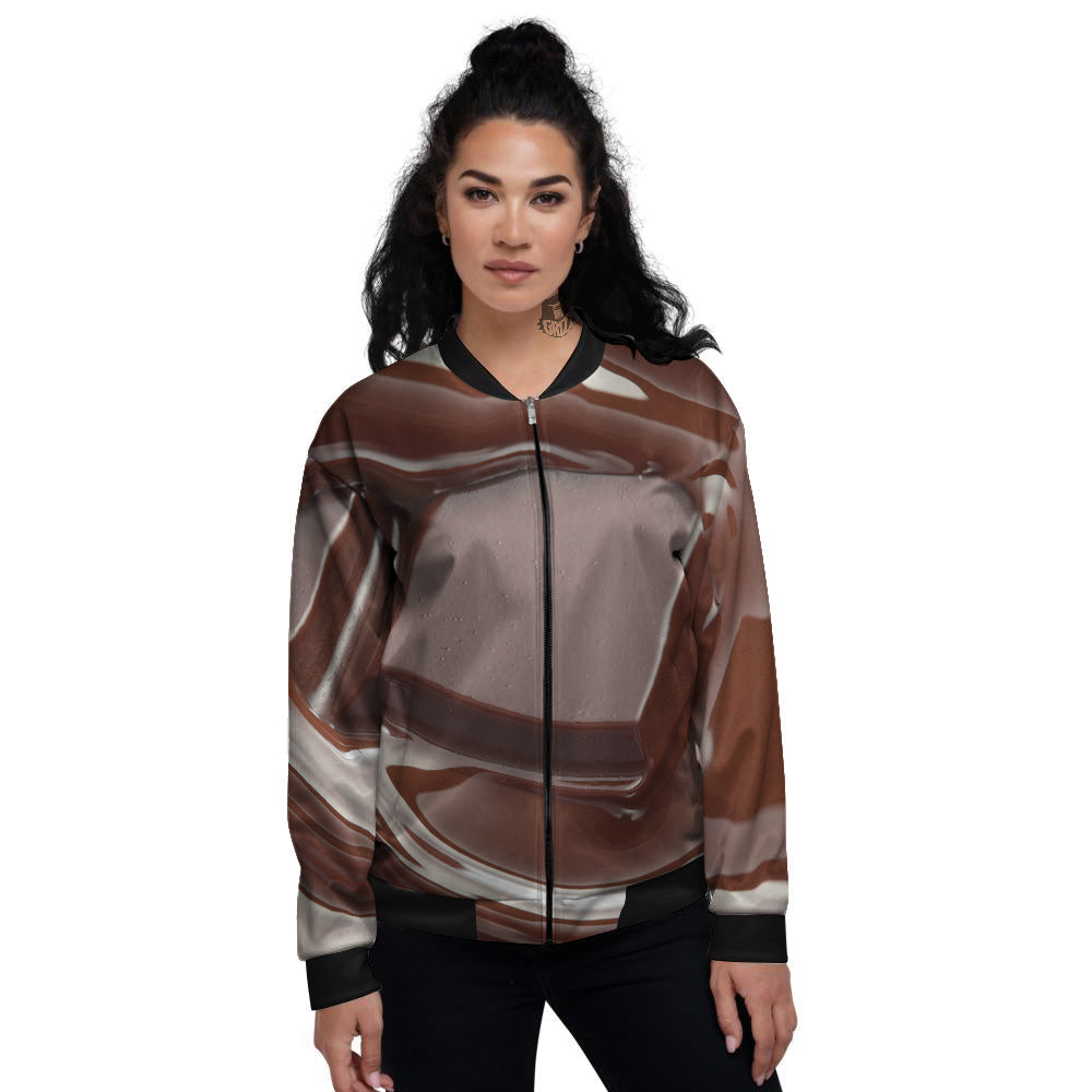 Chocolate Print Women's Bomber Jacket-grizzshop