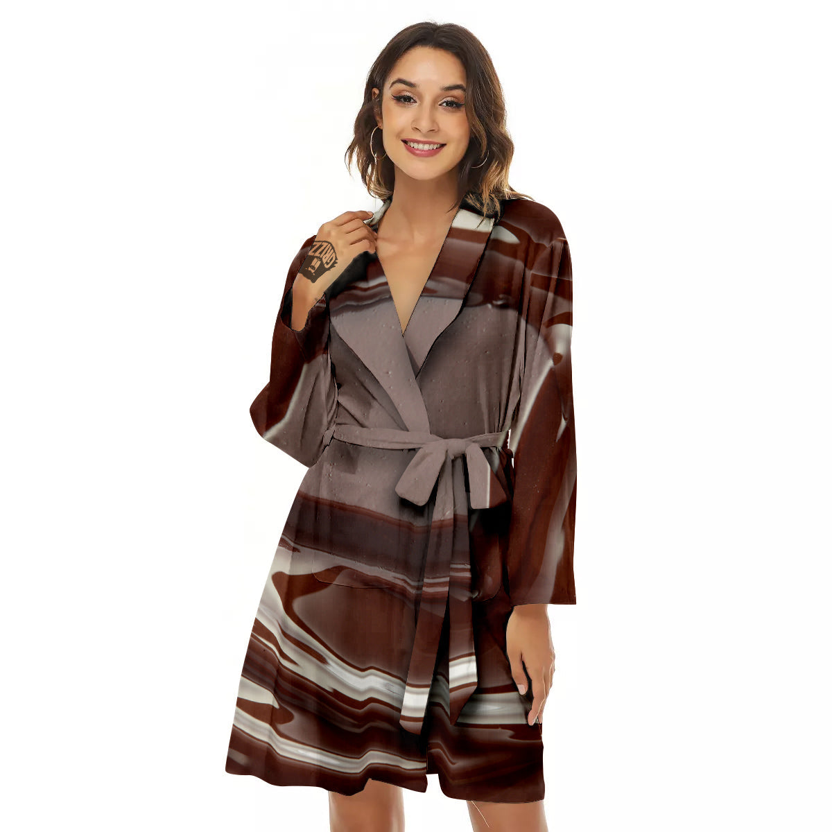 Chocolate Print Women's Robe-grizzshop