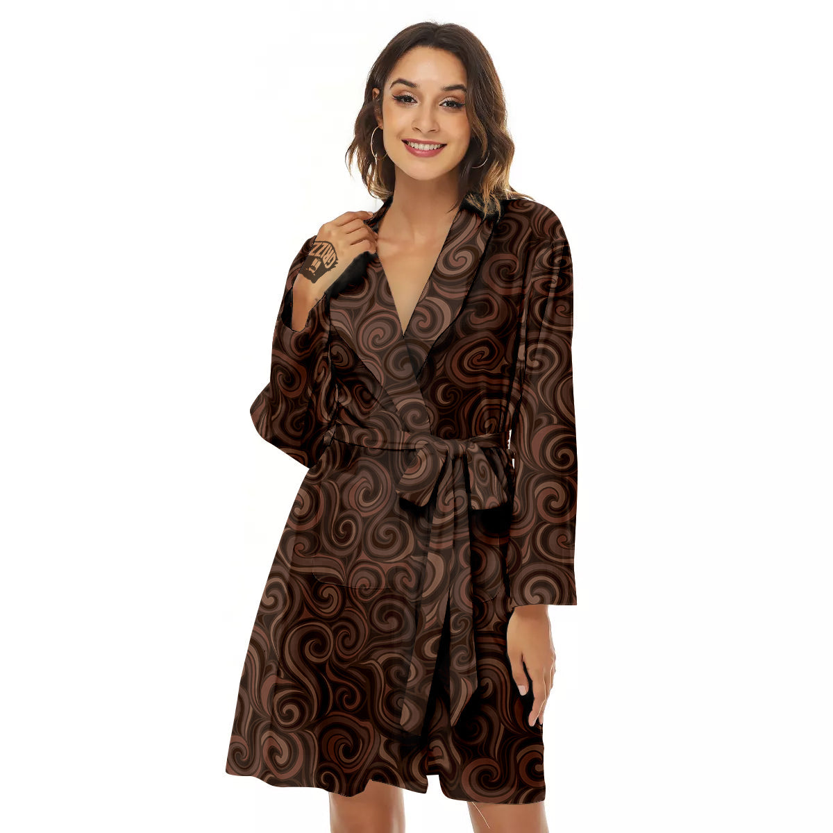 Chocolate Texture Brown Print Pattern Women's Robe-grizzshop
