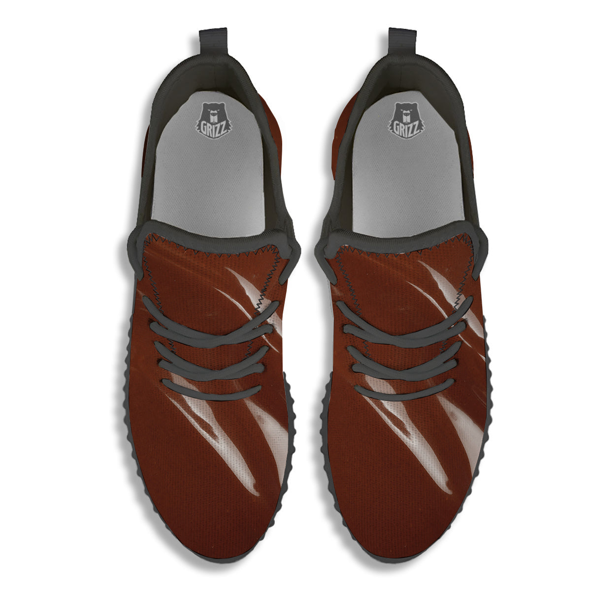 Chocolate Texture Print Black Walking Shoes-grizzshop