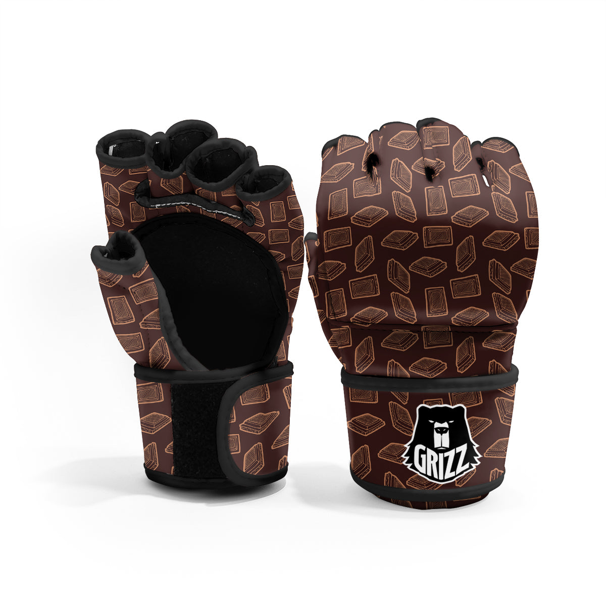 Chocolate Vintage Print Pattern MMA Gloves-grizzshop