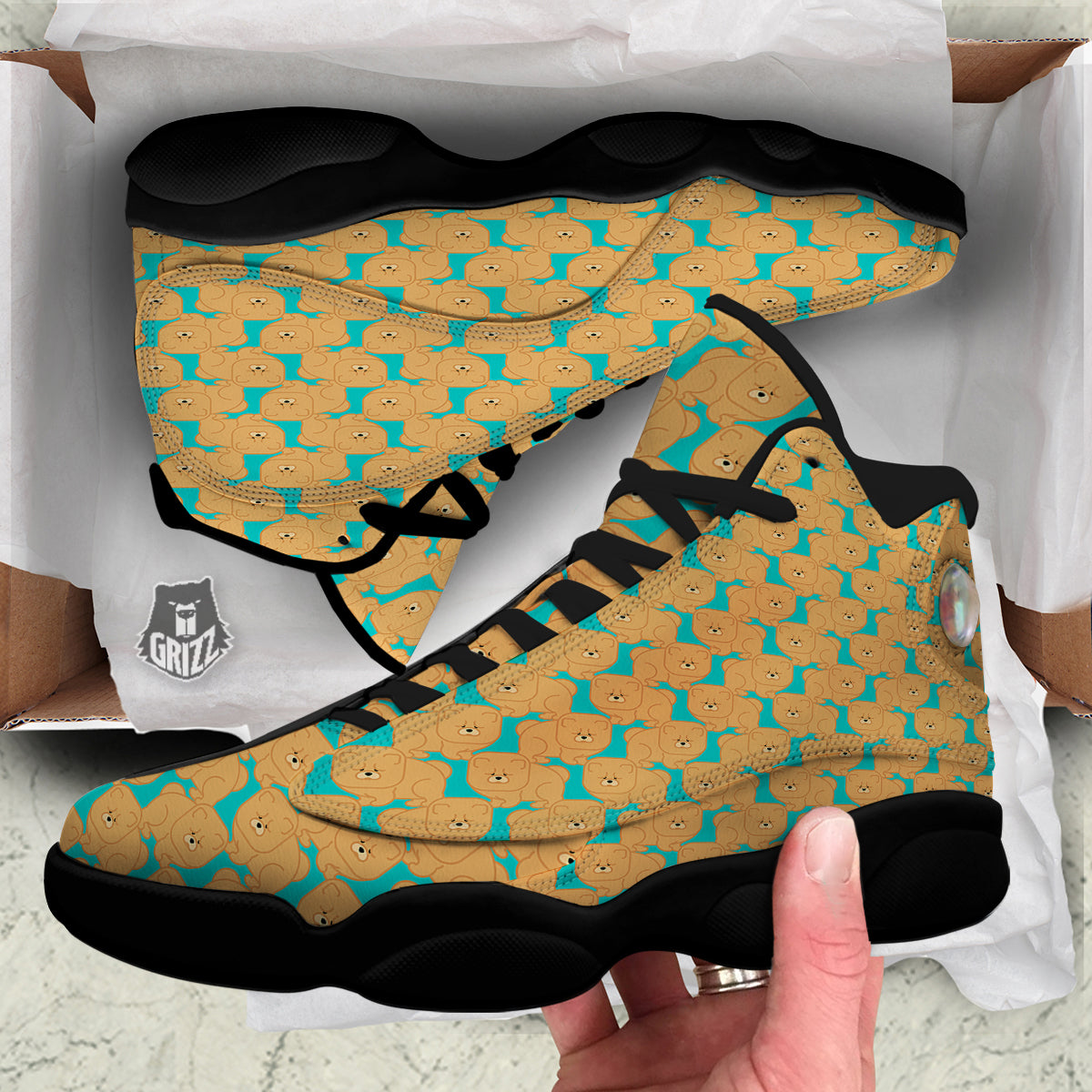 Chow chow And Blue Print Pattern Black Basketball Shoes-grizzshop