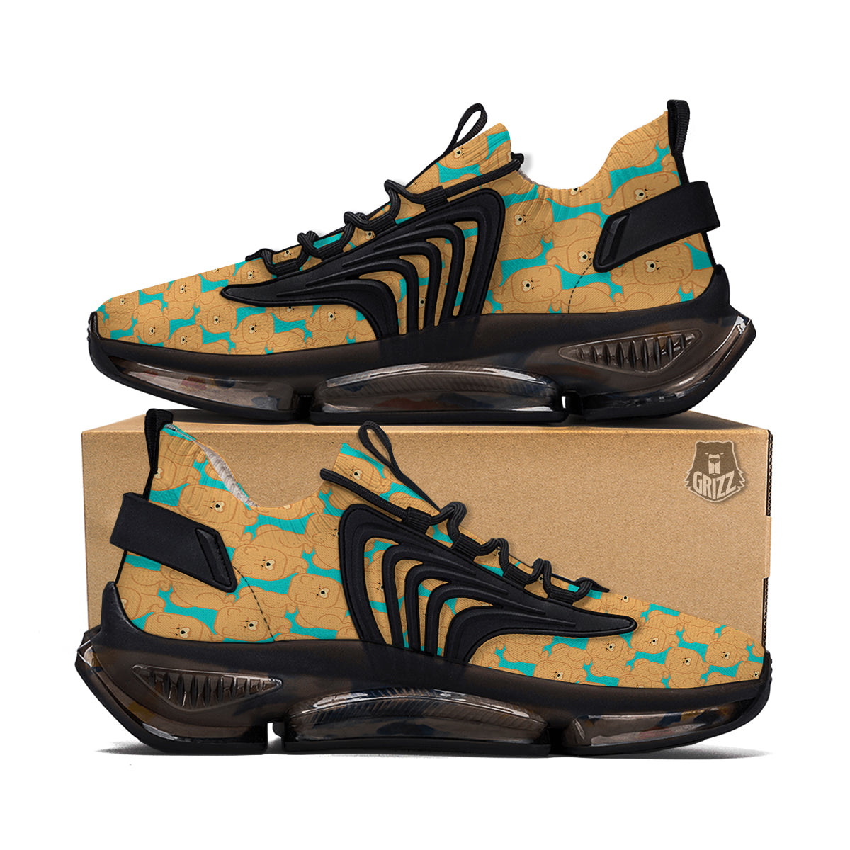 Chow chow And Blue Print Pattern Black Gym Shoes-grizzshop