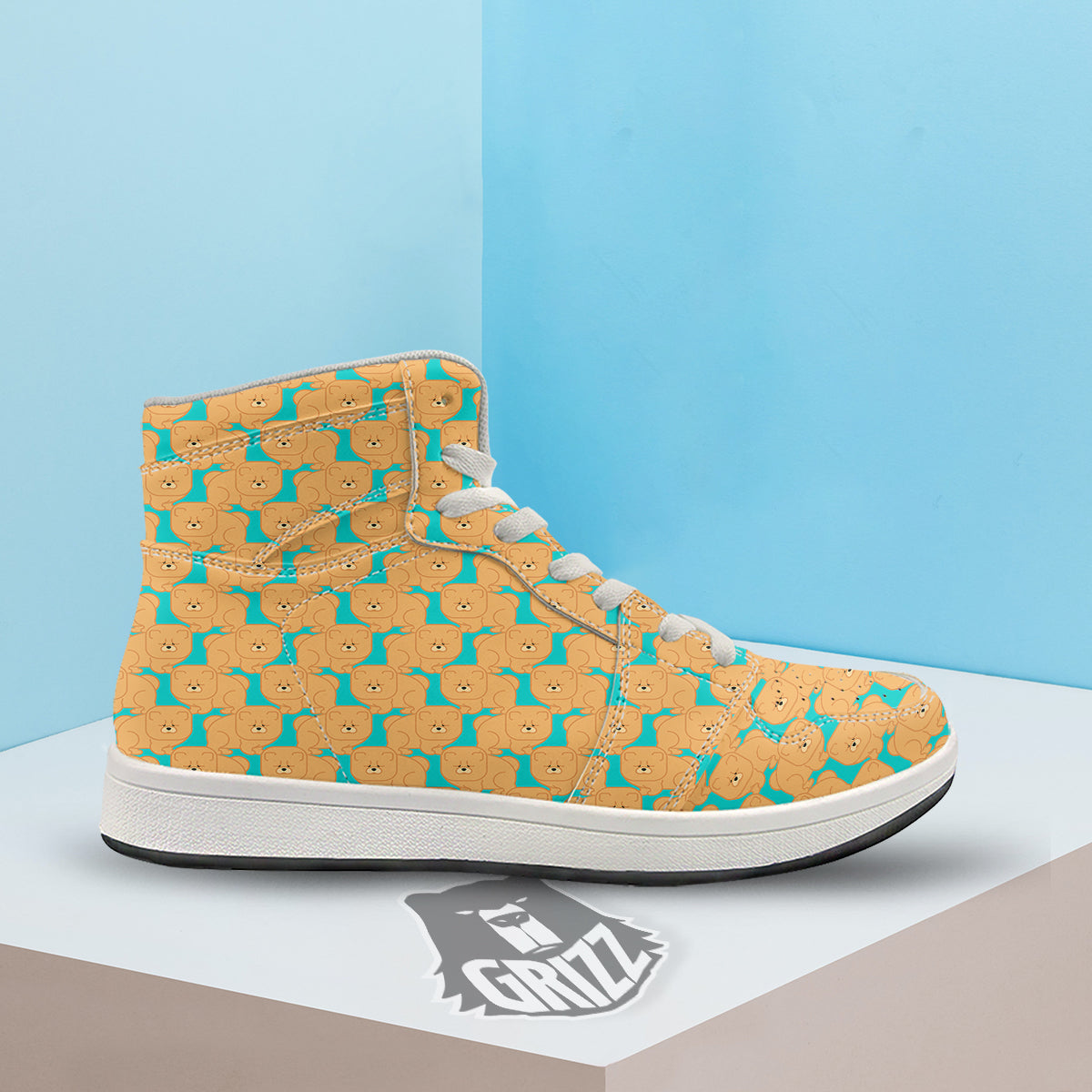 Chow chow And Blue Print Pattern High Top Sneakers-grizzshop