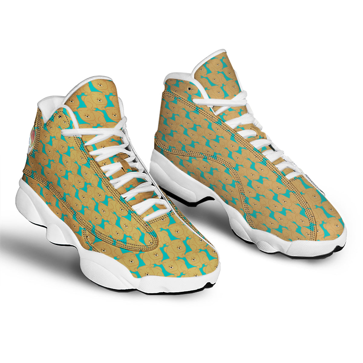 Chow chow And Blue Print Pattern White Basketball Shoes-grizzshop