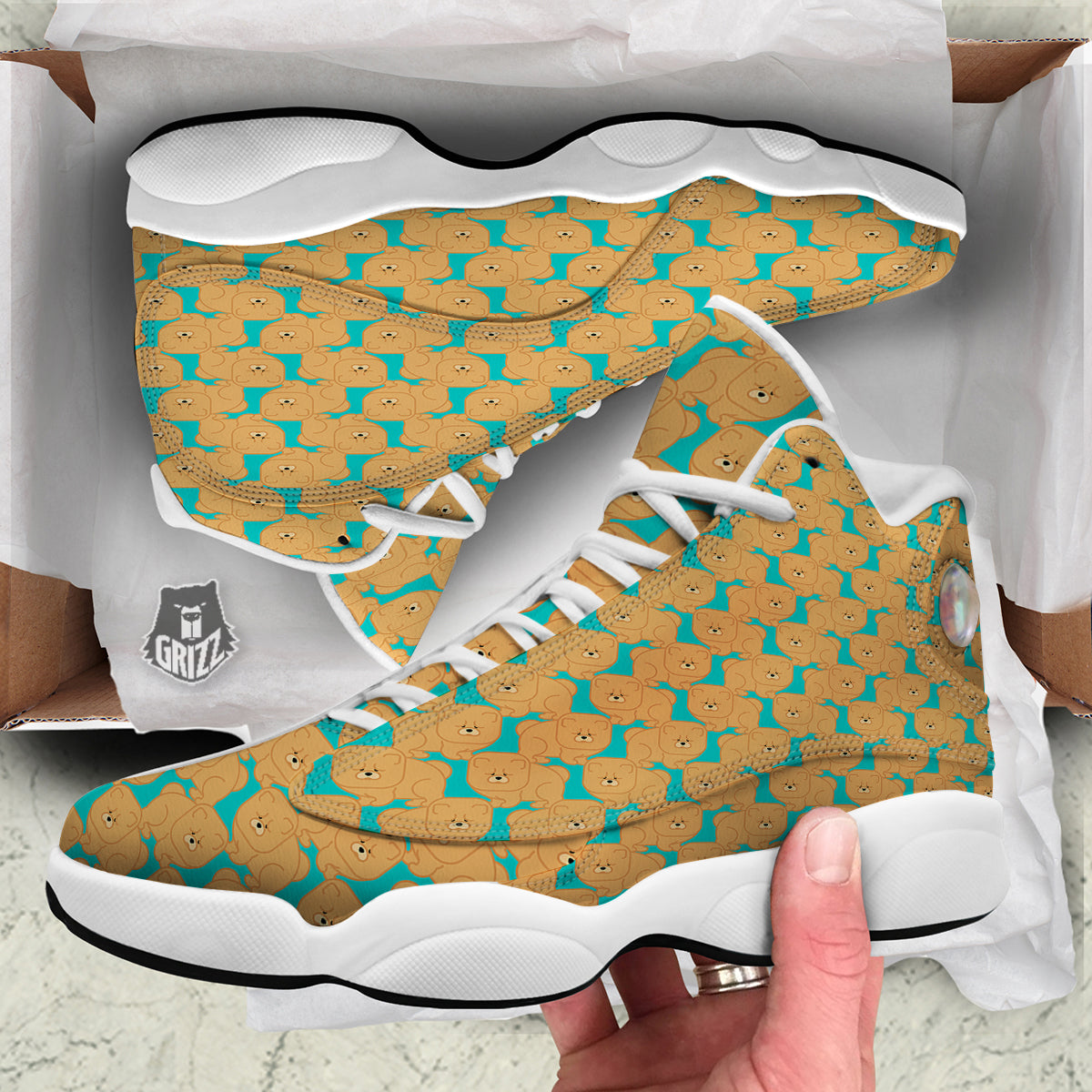 Chow chow And Blue Print Pattern White Basketball Shoes-grizzshop